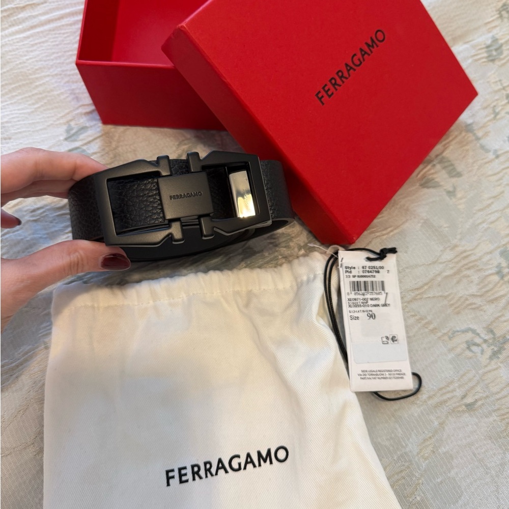 2025 Ferragamo Black Leather Belt NWT